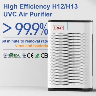H13 Bộ lọc HEPA Máy khử trùng không khí bằng tia UV Máy lọc không khí để bàn cho văn phòng